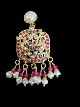 Ruby & Freshwater Pearl Pendant and Earring Set – Gold-Plated 92.5 Silver ( READY TO SHIP )