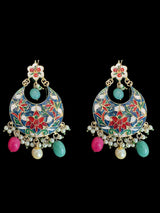 Gold-Plated Kundan Chandbali Earrings with Shell Pearls & Quartz Beads – 2.7” | Meenakari Back | Traditional Indian Jewelry ( READY TO SHIP )