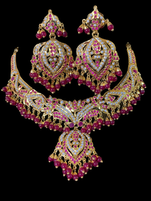 NS59 Taseen necklace set ( rubies ) (SHIPS IN 4 WEEKS )