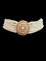 C513 Gold plated choker set  with jhumka - Ruby ( READY TO SHIP)