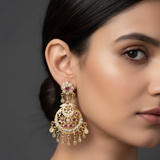ER19 Lahar gold plated dangler earrings in Ruby zircon combination ( READY TO SHIP )