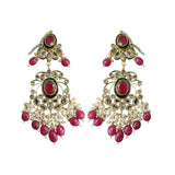 DER913 Kundan earrings in ruby emerlad combination ( READY TO SHIP )