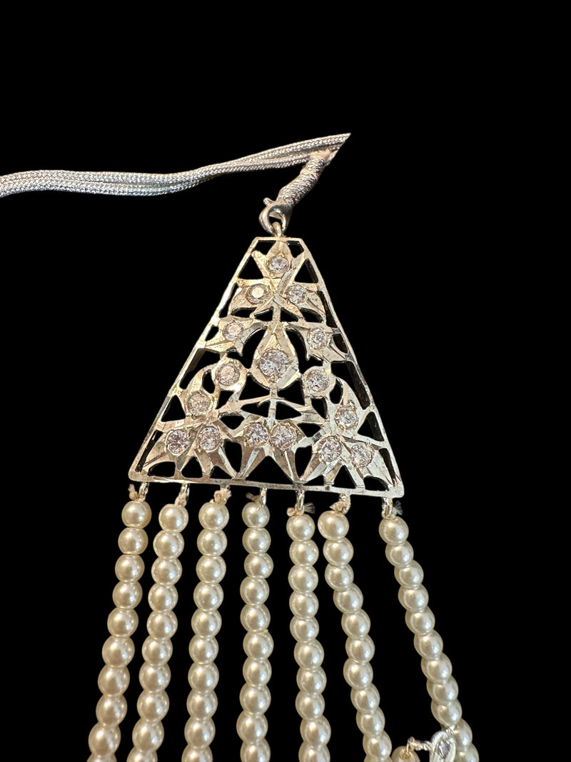 SAT106 Asmara Satlada with earrings tika in silver plating ( READY TO SHIP  )