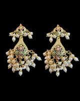Ruby Emerald Pearl Necklace Set | 92.5 Silver Gold-Plated ( READY TO SHIP )