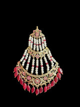 Waniya hyderabadi bridal set in red / ruby ( READY TO SHIP )