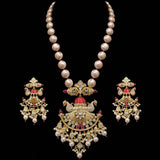 PS392  pendant set in pearls with Polki ( READY TO SHIP )