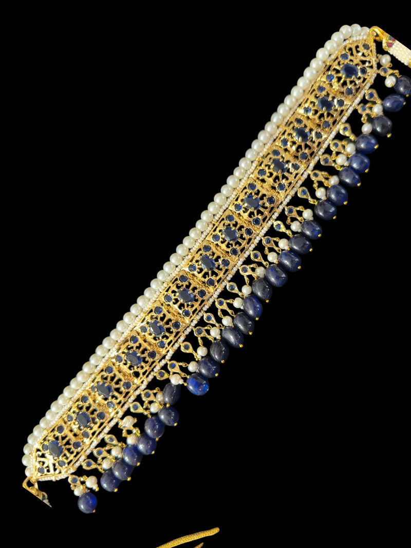 C539 Jadavi lacha with karanphool in blue / sapphire ( READY TO SHIP)