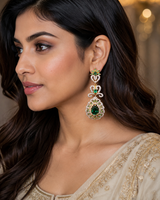 ERS25 Gold plated zircon earrings in green ( READY TO SHIP )