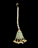 Gold Plated Silver Turquoise Tika with Freshwater Pearls ( READY TO SHIP )