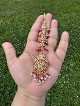 Ruby pearl bridal Tika in gold plated silver ( READY TO SHIP )