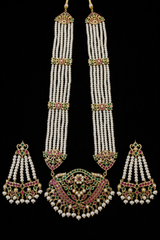 Hareem Ruby emerald fresh water pearl rani haar ( SHIPS IN 4 WEEKS  )