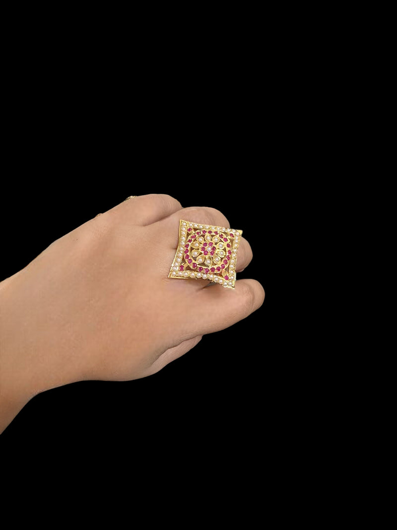 Jadau ring -  ruby pearl    ( READY TO SHIP )