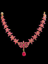 DNS133 Cz ruby necklace with earrings ( READY TO SHIP )