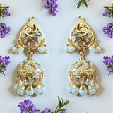 Gold-Plated Silver jhumka Earrings with Freshwater Pearls ( READY TO SHIP)