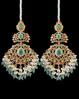 Zeba jadau earrings in emerald pearl ( READY TO SHIP )