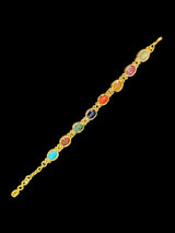 B200 gold plated Navratan gemstone bracelet ( SHIPS IN 1 WEEK )