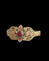 Navratan Gold-Plated Silver Bracelet with Freshwater Pearls ( READY TO SHIP )