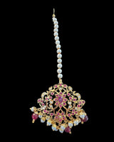 C570 Gold plated jadau choker in Ruby pearls ( READY TO SHIP )
