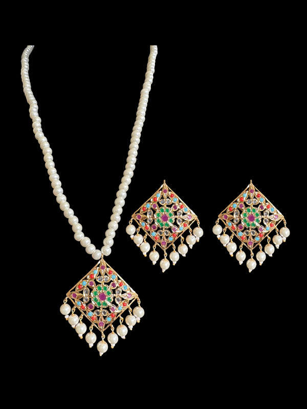 PS423 Aani pendant set (Navratan) (READY TO SHIP )