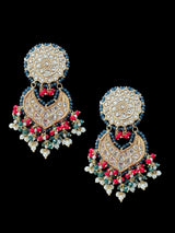 DER639  Sapphire ruby emerlad thapa kundan earrings ( READY TO SHIP )