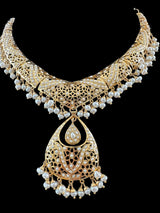 Fresh water pearl Jadau Necklace Set in Gold Plated Silver ( READY TO SHIP )