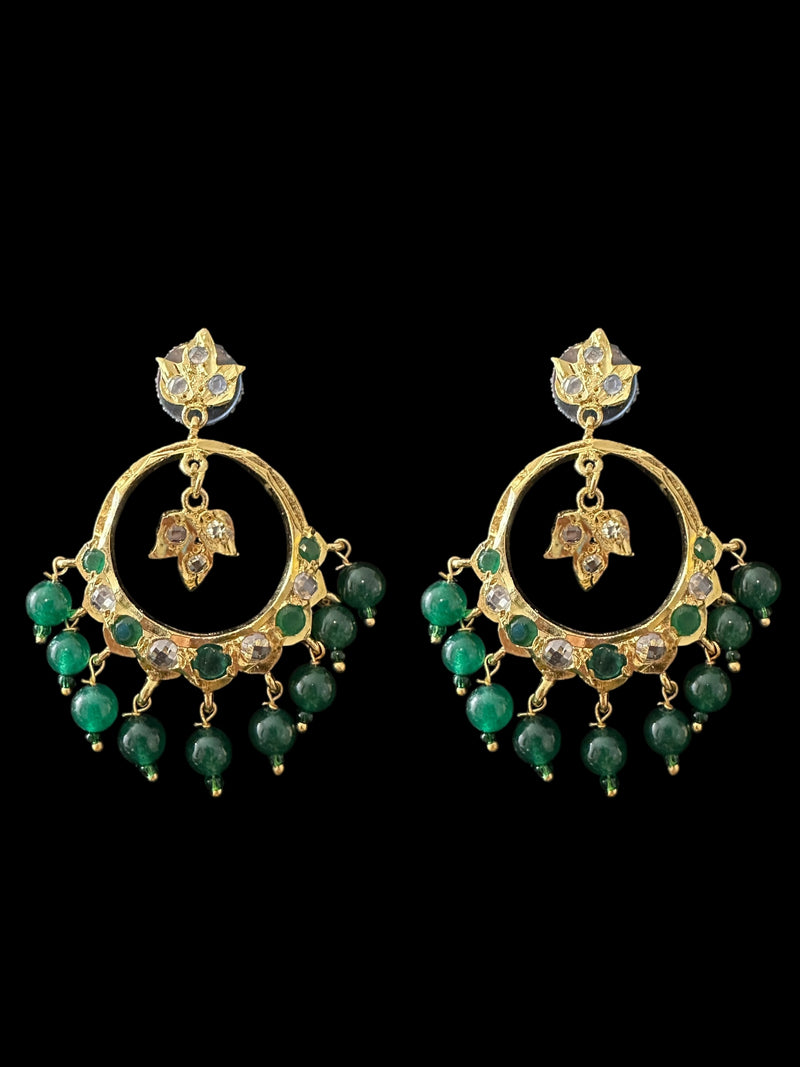 PS512 Tirmani with chandbali in green beads ( READY TO SHIP )