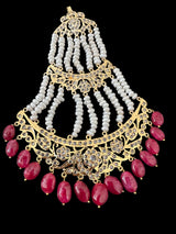 DJHR119 Insia jhoomar in fresh water pearls and ruby beads ( READY TO SHIP )