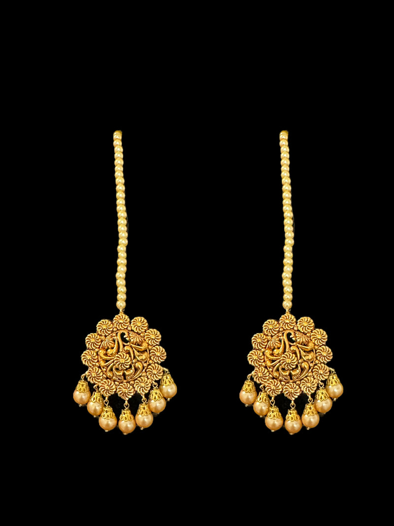 Antique gold plated pendant earrings ( READY TO SHIP )