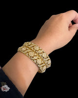B823 Gold-Plated Jadau Pearl Bangles – Classic Non-Openable Design ( READY TO SHIP )
