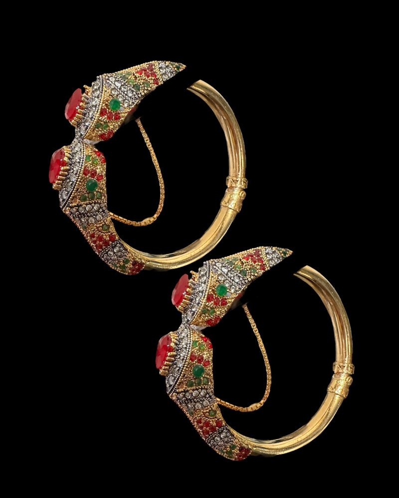 BG806A SALWA zircon bangles - Ruby emerald , openable ( READY TO SHIP )