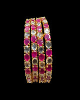 B825 Gold-Plated CZ Bangles – Set of Four (Size 2.4)   ( READY TO SHIP )
