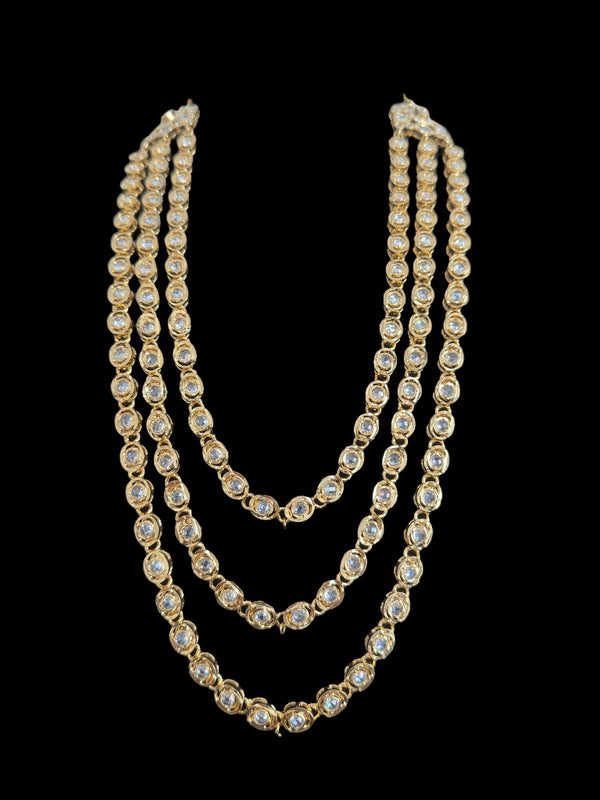 MALLIKA gold plated three layer necklace with earrings ( READY TO SHIP )