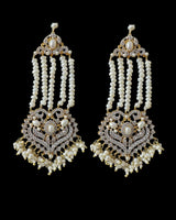 BR464 RAABYA fresh water pearl bridal choker Rani haar set with earrings tika ( READY TO SHIP )