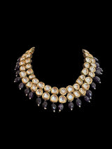 DNS144 Mohini bridal necklace in high quality kundan with natural amethyst beads (READY TO SHIP )