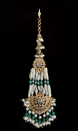 DER84 Lana jhoomar earrings - emerald   ( SHIPS IN 4 WEEKS )