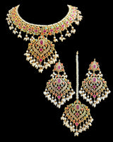 BR600 Ekta Gold-Plated Bridal Set with Earrings, Tika & Jhoomar –Navratan  ( READY TO SHIP ) (Copy)