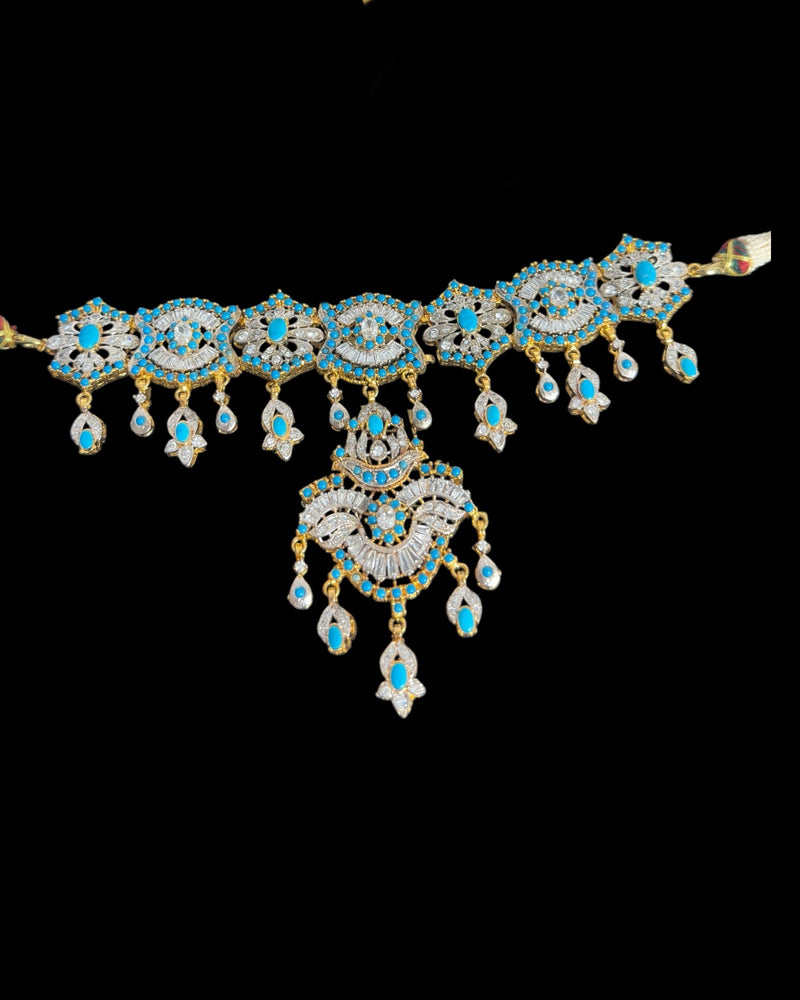 C545 Azeeza Feroza zircon choker with earrings ( READY TO SHIP )