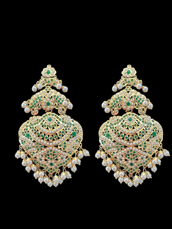 DER643 emerald and pearl jadau earrings ( READY TO SHIP )