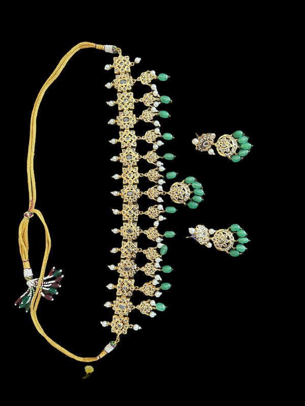 DNS122 necklace set in light green beads ( READY TO SHIP )