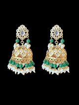 DER594 pearl and green beads hyderabadi jhumka ( READY TO SHIP )