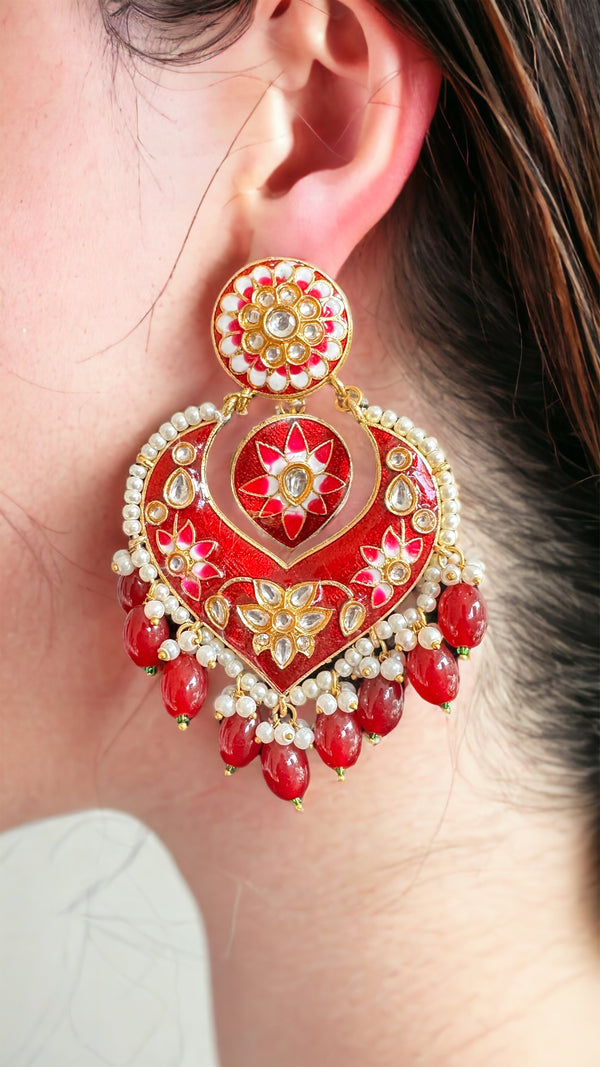 DER563 large sized kundan earrings ( READY TO SHIP )