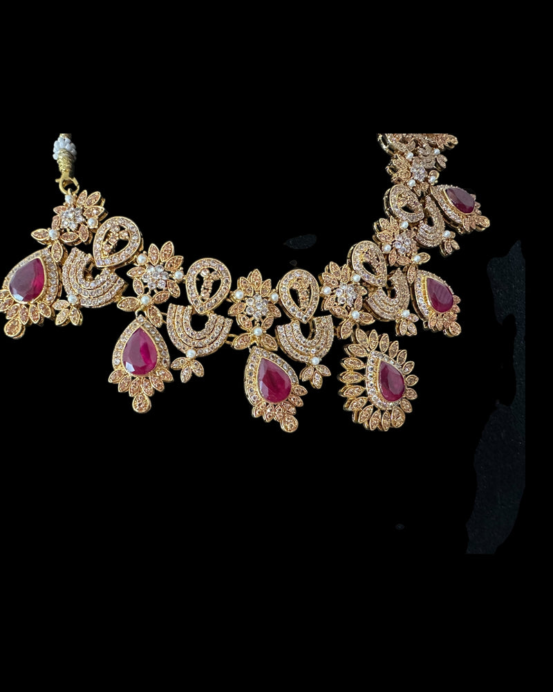 BR463 Ruby and zircon bridal set ( READY TO SHIP)