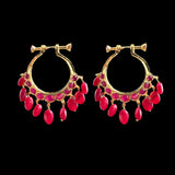 DER88 Neda natural ruby beads  chandbali( SHIPS IN 4 WEEKS )