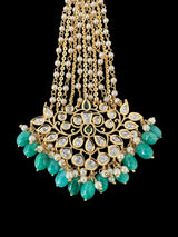 DJHR146 Gold plated high quality Polki jhoomar - Green ( READY TO SHIP )