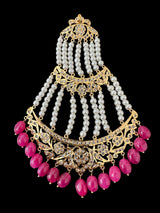 DJHR134 Insia Hyderabadi jhoomar in Ruby pink beads  ( READY TO SHIP )