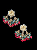 ET567  kundan tops / studs  - Red green beads ( READY TO SHIP )