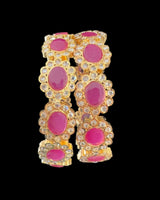 Hyderabadi gold plated bangles - Ruby( READY TO SHIP )