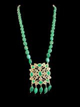 PS516 Bareeha Emerald Green Polki Pendant & Earring Set | Deccan Jewelry( READY TO SHIP )