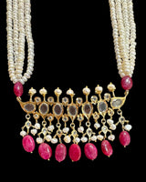PS566 Hyderabadi Tirmani in Freshwater Pearls & Ruby Beads – With Chandbali Earrings ( READY TO SHIP )
