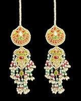 DER733 Maya  kundan dangler earrings with ruby emerald combination( READY TO SHIP )